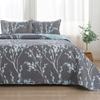 Andency Quilt King Size Grey Blue (106x96 Inch), 3 Pieces Floral Lightweight Bedding Set, Microfiber Reversible Flower Quilted Bedspread Coverlet with 2 Pillowcases for Men Women view 1