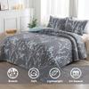 Andency Quilt King Size Grey Blue (106x96 Inch), 3 Pieces Floral Lightweight Bedding Set, Microfiber Reversible Flower Quilted Bedspread Coverlet with 2 Pillowcases for Men Women view 3