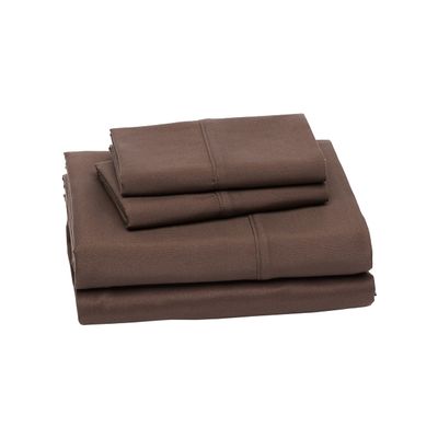 Favor Homes Brown Bedding Luxury 4 Piece Twin Sheet Set 1 Flat, Sheet 21 Inch Deep Pocket Fitted Sheet & 2 Pillowcases