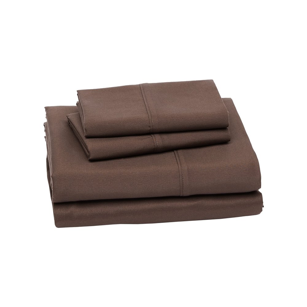 Favor Homes Brown Bedding Luxury 4 Piece Twin Sheet Set 1 Flat, Sheet 21 Inch Deep Pocket Fitted Sheet & 2 Pillowcases