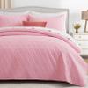 Lavsiry Pink King Size Quilt Bedding Set with Pillow Shams, Summer Lightweight Bedspread Coverlet, Soft Quilted Blanket Thin Comforter for All Seasons view 2