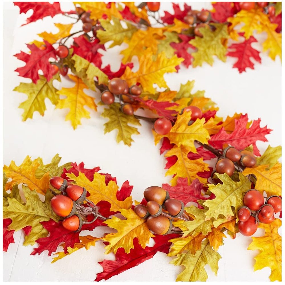 Artificial Oak Leaf Garland by Factory Direct Craft for Fall Decorating and Autumn Displays