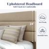 Allewie Full Size Platform Bed Frame with Fabric Upholstered Headboard and Wooden Slats Support, Fully Upholstered Mattress Foundation/No Box Spring Needed/Easy Assembly, Beige view 4