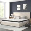BizChair King Size Tufted Upholstered Platform Bed in Beige Fabric with 10 Inch CertiPUR-US Certified Pocket Spring Mattress view 1