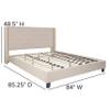 BizChair King Size Tufted Upholstered Platform Bed in Beige Fabric with 10 Inch CertiPUR-US Certified Pocket Spring Mattress view 2