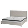 BizChair King Size Tufted Upholstered Platform Bed in Beige Fabric with 10 Inch CertiPUR-US Certified Pocket Spring Mattress view 3