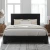 Allewie Full Size Platform Bed Frame with Velvet Upholstered Headboard and Wooden Slats Support, Fully Upholstered Mattress Foundation/No Box Spring Needed/Easy Assembly, Black view 3