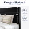 Allewie Full Size Platform Bed Frame with Velvet Upholstered Headboard and Wooden Slats Support, Fully Upholstered Mattress Foundation/No Box Spring Needed/Easy Assembly, Black view 4