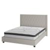 BizChair Full Size Tufted Upholstered Platform Bed in Beige Fabric with 10 Inch CertiPUR-US Certified Pocket Spring Mattress view 2