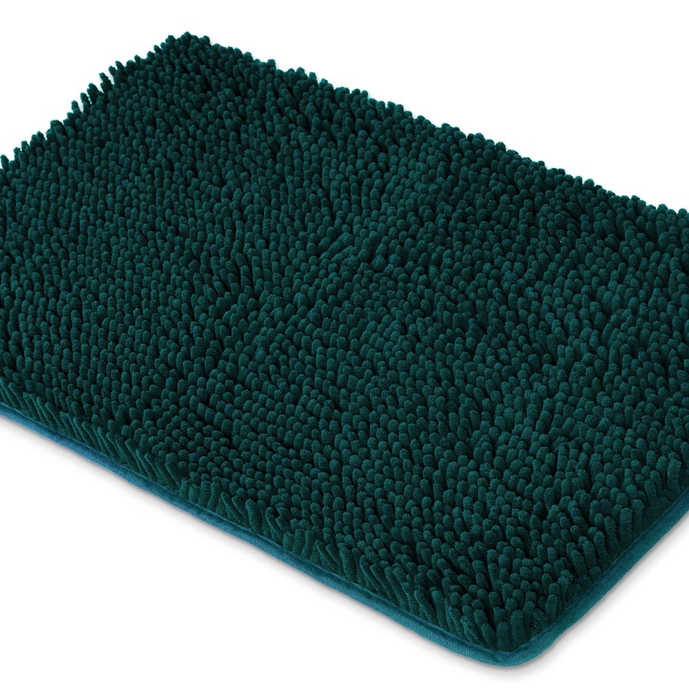 Yeaban Dark Teal Bathroom Rugs Thick Chenille Bath Mats | Absorbent and Washable Bath Rug Non-Slip, Plush and Soft Rugs for Bathroom Floor, Shower, Sink - 26" x 44"