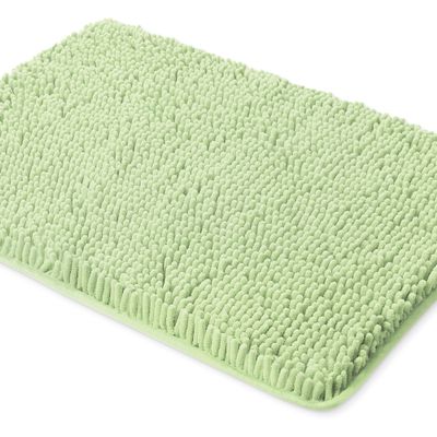Yeaban Chenille Seafoam Green Bathroom Rug 24"x36", Non-Slip Rubber Backing