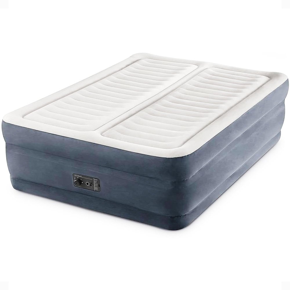 Intex King Air Mattress, Dura-Beam Deluxe 22" Dual Zone Inflatable Bed with Built-in Pump