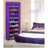 BILEK Portable Shoe Storage Cabinet 9 Lattices Free Standing Shoe Shelves Organizer with Non-Woven Fabric Cover, Hidden Shoe Rack for Closet Hallway Bedroom Entryway,Purple view 2