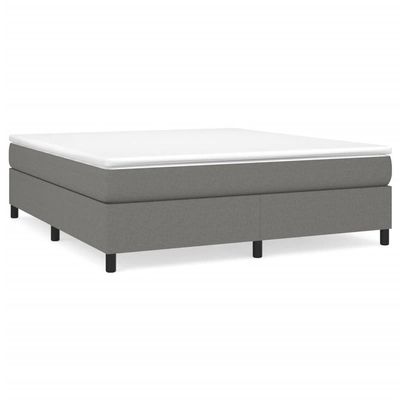 CUMYZO Box Spring Bed with Mattress Dark Gray 76"x79.9" King Fabric 67.2kg/147.84ib Beds & Bed Frames