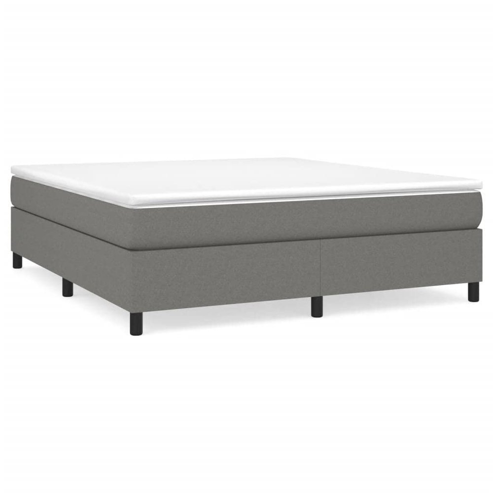 CUMYZO Box Spring Bed with Mattress Dark Gray 76"x79.9" King Fabric 67.2kg/147.84ib Beds & Bed Frames