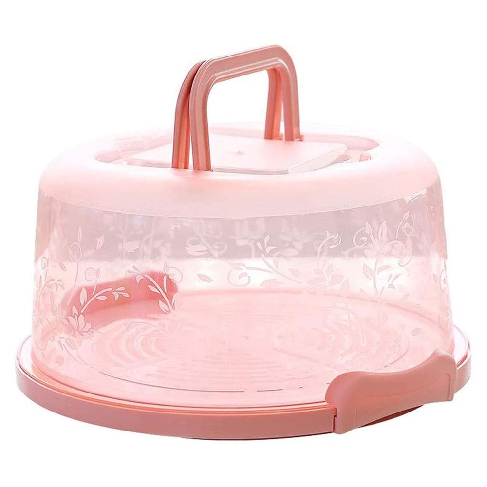 Aqur2020 Cake Carrier, Portable Round Cupcake Serving Tray Stand Box with Two Sided Cake Holder for Muffins Cheesecakes Bundt Cakes Brownie (Pink)