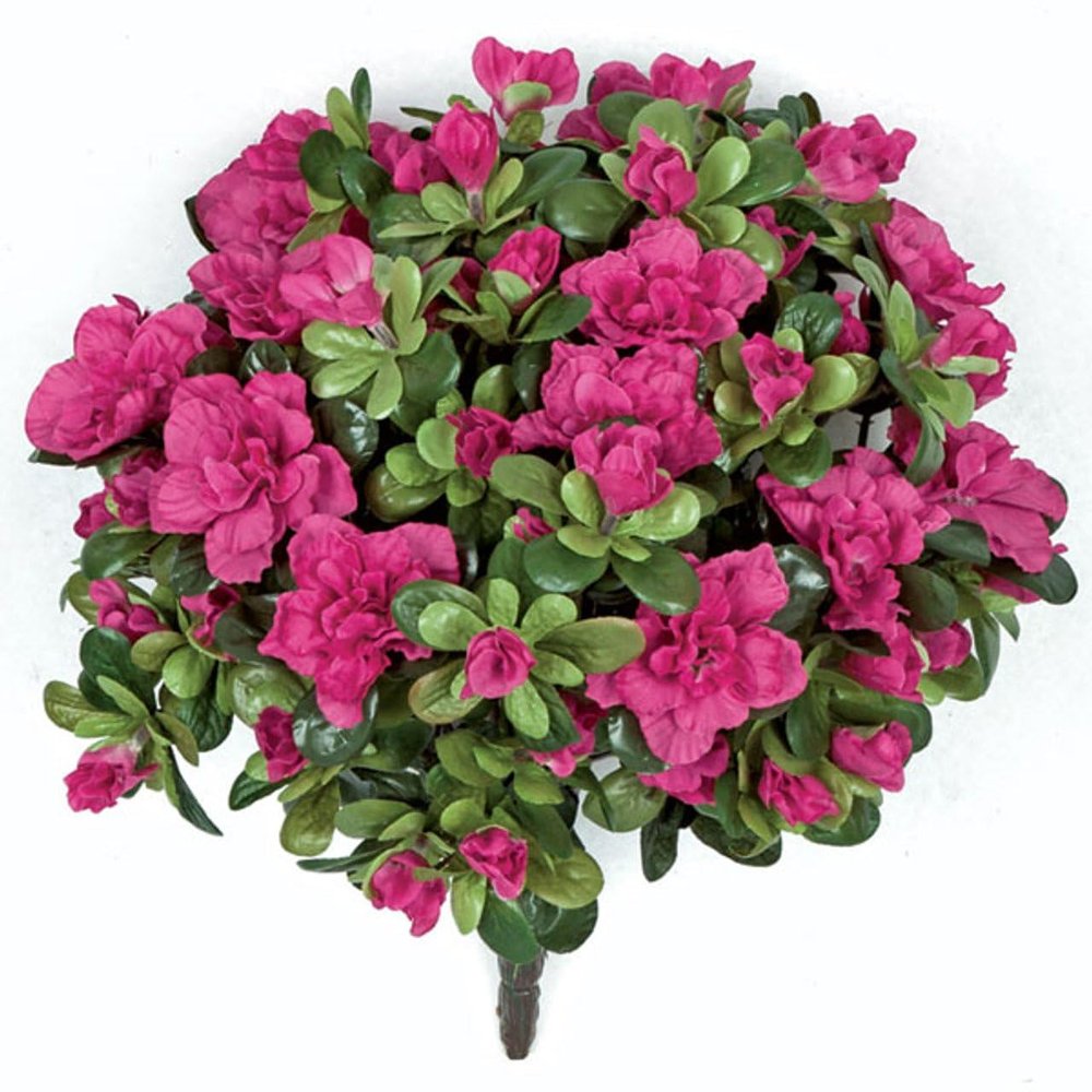 SilksAreForever 12" Artificial Azalea Flower Bush -Beauty (Pack of 6)