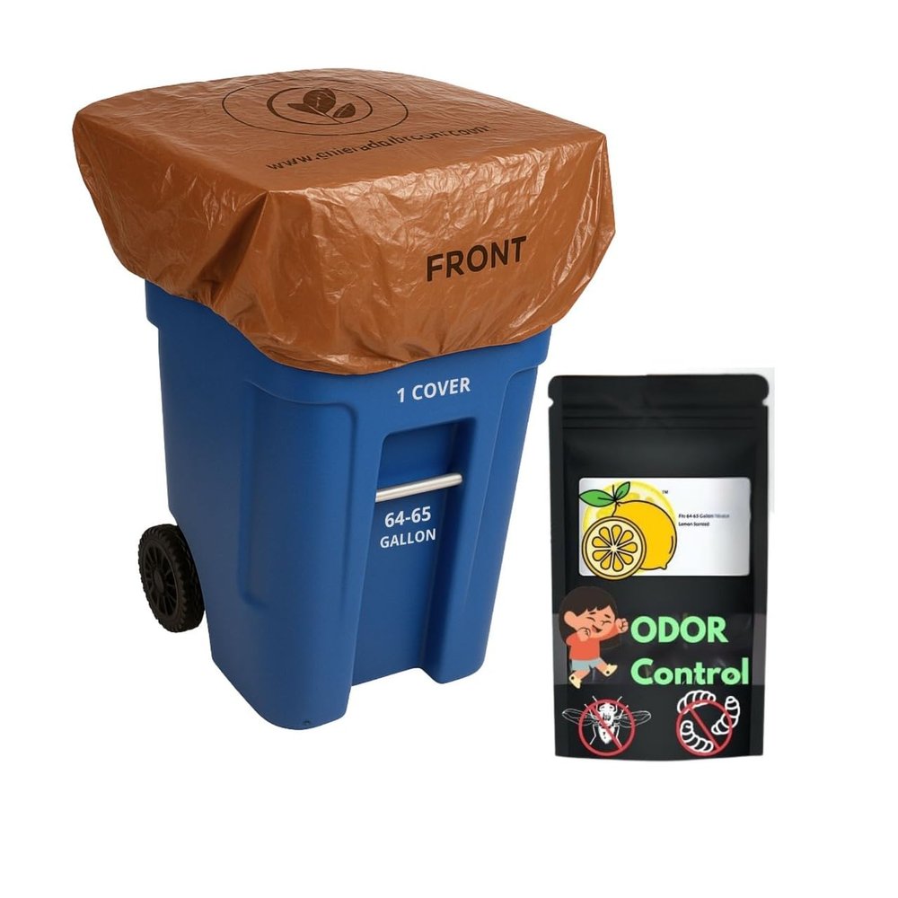 trash smell buster Trash Can Cover Odor Eliminating Bag with Elastic Rubber Band Lemon Scented Durable Effective Chemical Free 45 Gallon Size 1 Cover