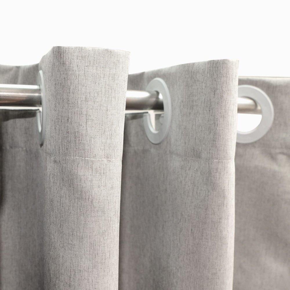 YISURE No Hook Stall Size Grey Shower Curtain Linen Style 60x76, Heavy Duty Cloth Shower Curtain for Bathroom No Hooks Needed, Machine Washable