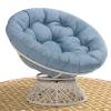 Bme 40" Ergonomic Wicker Papasan Chair with Soft Thick Density Fabric Cushion, High Capacity Steel Frame, 360 Degree Swivel for Living, Bedroom, Reading Room, Lounge, Serene Oasis - White Base view 1