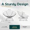 Bme 40" Ergonomic Wicker Papasan Chair with Soft Thick Density Fabric Cushion, High Capacity Steel Frame, 360 Degree Swivel for Living, Bedroom, Reading Room, Lounge, Serene Oasis - White Base view 2