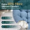 Bme 40" Ergonomic Wicker Papasan Chair with Soft Thick Density Fabric Cushion, High Capacity Steel Frame, 360 Degree Swivel for Living, Bedroom, Reading Room, Lounge, Serene Oasis - White Base view 3