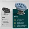 Bme 40" Ergonomic Wicker Papasan Chair with Soft Thick Density Fabric Cushion, High Capacity Steel Frame, 360 Degree Swivel for Living, Bedroom, Reading Room, Lounge, Serene Oasis - White Base view 4