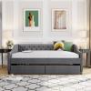 Banemi Full Size Storage Bed with Drawers, Full Size Bed Frame Wood Gray Solid Wood Bed Frame with Two Drawers Wood Slat Support 79.9 Inch view 1