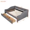 Banemi Full Size Storage Bed with Drawers, Full Size Bed Frame Wood Gray Solid Wood Bed Frame with Two Drawers Wood Slat Support 79.9 Inch view 2
