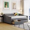 Banemi Full Size Storage Bed with Drawers, Full Size Bed Frame Wood Gray Solid Wood Bed Frame with Two Drawers Wood Slat Support 79.9 Inch view 3