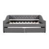 Banemi Full Size Storage Bed with Drawers, Full Size Bed Frame Wood Gray Solid Wood Bed Frame with Two Drawers Wood Slat Support 79.9 Inch view 4