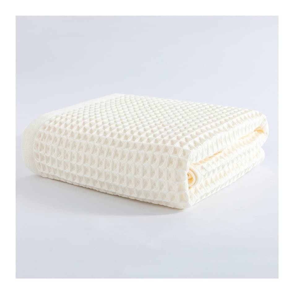 Artemisia Colors Solid Plaid Waffle Towels Set Combed Cotton Hands Face Bath Towel Simple Luxury Bathroom Clean Supplies (Color : Beige, Size : 2pcs34x74-1pc70x140)