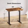 Claiks Electric Standing Desk, Adjustable Height Stand up Desk, 40x24 Inches Sit Stand Home Office Desk with Splice Board, Black Frame/Rustic Brown Top view 2