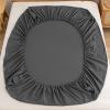 GORHLady Fitted Sheet Basics Classic Microfiber Bed Sheet 100% Cotton Children's Jersey Stretch Mattress Height up to 5-28 cm Children's Bed Fitted Sheet Water Bed & Box Spring Bed 180x200cm Darkgrey view 2