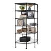 6 Layer Standing Shelf Units, Polygonal Corner Shelf, Metal Storage Standing Rack with Wheels Wire Shelving Unit for Kitchen Garage and Living Room (Black) view 1