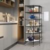 6 Layer Standing Shelf Units, Polygonal Corner Shelf, Metal Storage Standing Rack with Wheels Wire Shelving Unit for Kitchen Garage and Living Room (Black) view 2