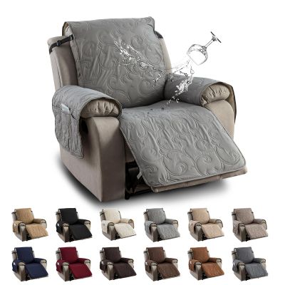 YUEANG 100% Waterproof Recliner Chair Cover, Recliner Chair Covers for Reclining Chair, Non-Slip Fabric Recliner Couch Cover for Living Room, for Pets Kids Protector, Washable (Light Gray, 23.6")