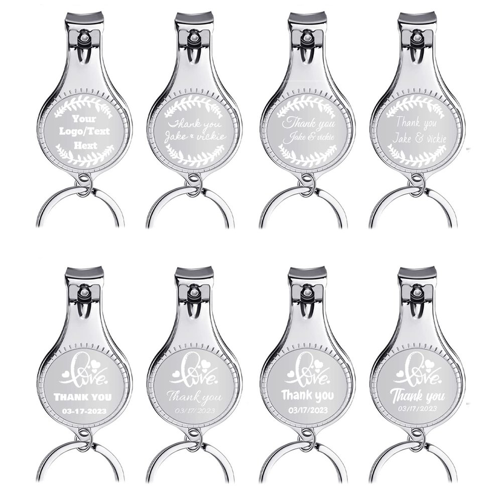 100Pcs Personalized Nail Clipper Bottle Opener with Logo Text for Men Women, Wedding Favors for Guests Bulk,Engraved 4 in 1 Multi Function Bottle Opener Party Holiday Father's Day Graduation Favors