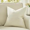 Anickal Set of 2 Ivory Pillow Covers 18x18 Inch Rustic Linen Square Decorative Throw Pillow Covers for Sofa Couch Farmhouse Home Decorations view 4