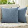 Anickal Set of 2 Grey Blue Pillow Covers 18x18 Inch Rustic Linen Square Decorative Throw Pillow Covers for Sofa Couch Farmhouse Home Decorations view 1