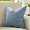Anickal Set of 2 Grey Blue Pillow Covers 18x18 Inch Rustic Linen Square Decorative Throw Pillow Covers for Sofa Couch Farmhouse Home Decorations view 4