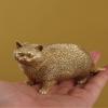 Brass Simulation Orange Fat Cat Figurines,Copper Animals Lucky Cure Pet Cat Statue Sculpture Crafts Collection Desktop Ornament Home Sand Table Bookshelf Decor Accessories Study Paperweight view 2