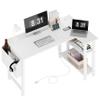 Lufeiya White L Shaped Computer Desk with Power Outlet Shelves, 40 Inch Small Reversible Corner Desk for Small Space Home Office, L-Shaped Desk PC Desks, White view 1