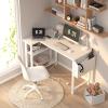 Lufeiya White L Shaped Computer Desk with Power Outlet Shelves, 40 Inch Small Reversible Corner Desk for Small Space Home Office, L-Shaped Desk PC Desks, White view 2