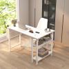 Lufeiya White L Shaped Computer Desk with Power Outlet Shelves, 40 Inch Small Reversible Corner Desk for Small Space Home Office, L-Shaped Desk PC Desks, White view 4