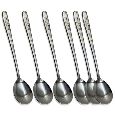 Balwoo [6 P][Made in Korea] Korean Style Soup Spoon 8.5 inch Premium 430(18/0) Stainless Steel Dessert Spoons Dinner Spoon, Table Spoon, Rice Spoon Ice Cream Scoop (The Milky Way)