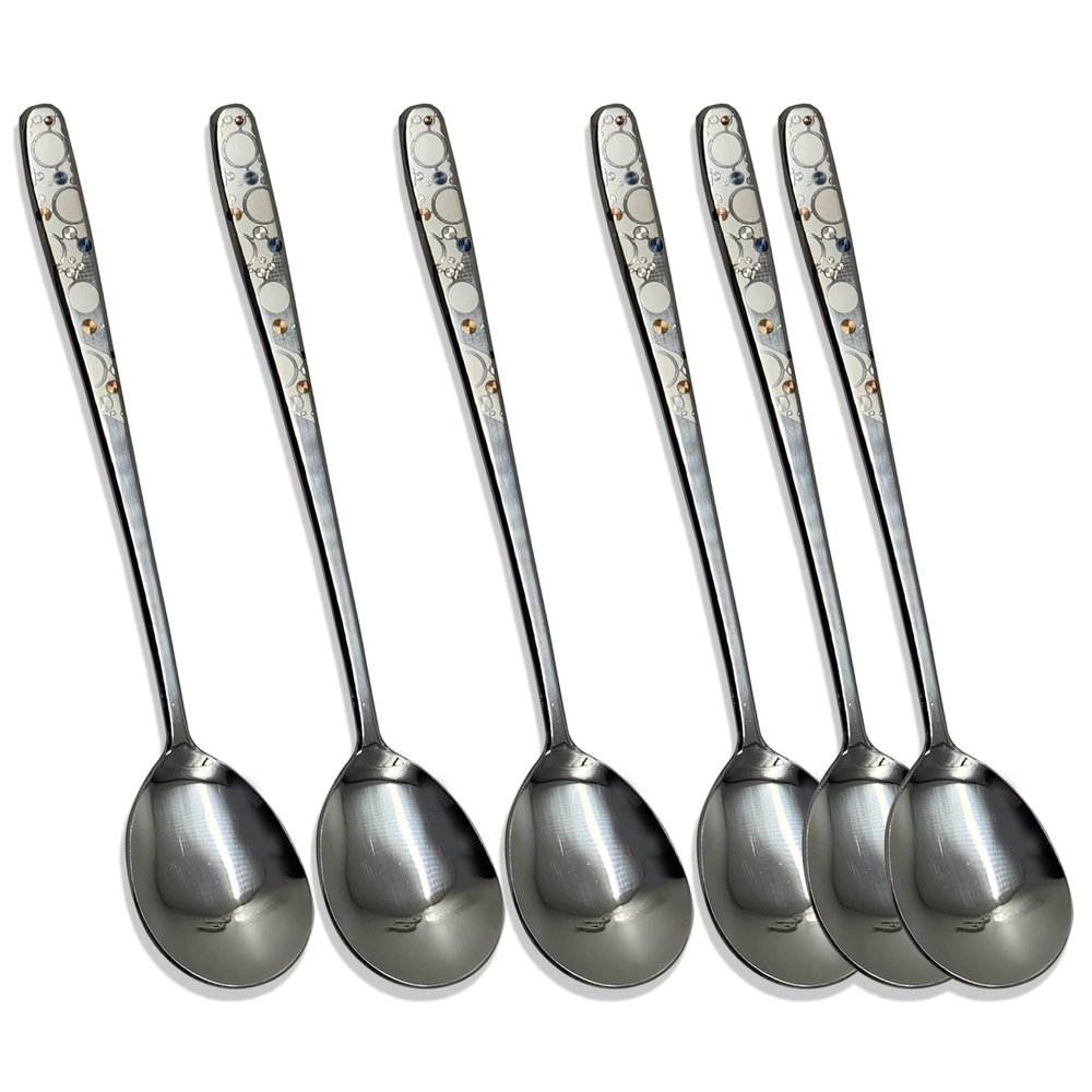 Balwoo [6 P][Made in Korea] Korean Style Soup Spoon 8.5 inch Premium 430(18/0) Stainless Steel Dessert Spoons Dinner Spoon, Table Spoon, Rice Spoon Ice Cream Scoop (The Milky Way)
