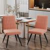 Alunaune Modern Pink Velvet Dining Chairs Set of 2, Upholstered Kitchen Chiars Accent Chair Mid Century Armless Leisure Chair Living Room Desk Side Chair with Metal Legs view 1