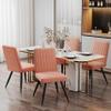 Alunaune Modern Pink Velvet Dining Chairs Set of 2, Upholstered Kitchen Chiars Accent Chair Mid Century Armless Leisure Chair Living Room Desk Side Chair with Metal Legs view 3