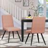 Alunaune Modern Pink Velvet Dining Chairs Set of 2, Upholstered Kitchen Chiars Accent Chair Mid Century Armless Leisure Chair Living Room Desk Side Chair with Metal Legs view 4